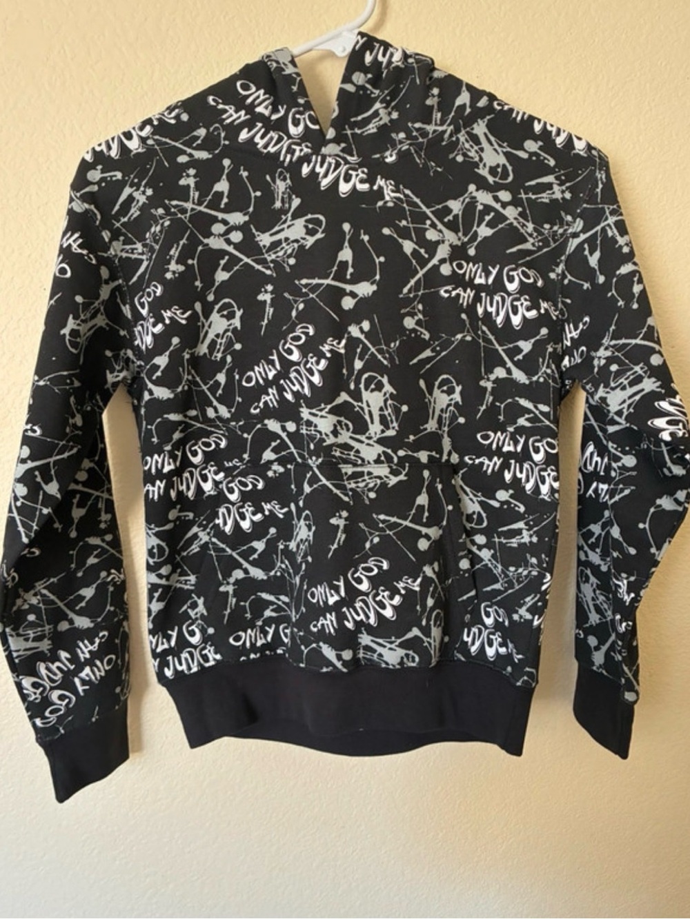 Eighty Eight Black Pullover Hoodie with White Graphic Print